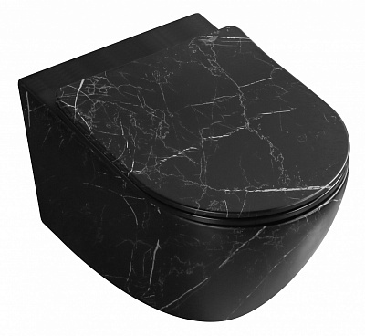 Унитаз подвесной ScandiSPA MARBLE BLACK TORNADO, сиденье Duroplast SLIM soft-close