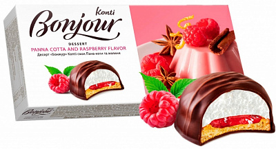 Пирожное КОНТІ Десерт со вкусом Панна-котты и малины Bonjour к/у 232г