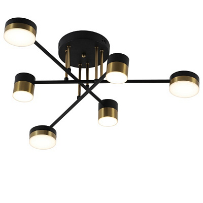 Люстра світлодіодна Victoria Lighting з пультом д/к 60 Вт чорний/золото Quentin/PL6 black