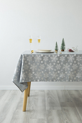 Скатерть Snowflakes 140x220 см серый Luna