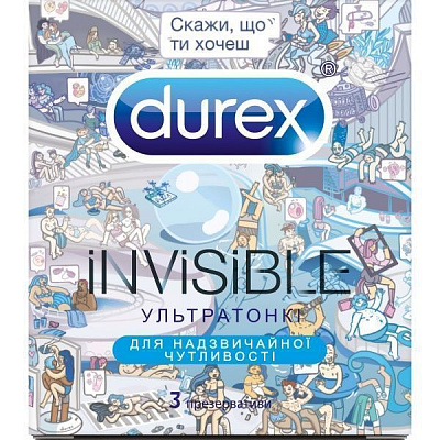  Durex Презервативы Durex® Invisible (ультратонкие) Молодежная коллекция 3 шт.