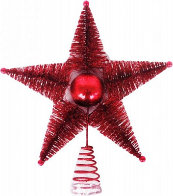 Верхушка для елки пластиковая звезда красный 