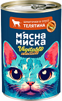 Корм вологий для котів М'ясна миска шматочки в соусі телятина та морква 415 г