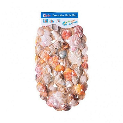 Коврик для ванной комнаты ПВХ Ракушка 67х37 см фото-принт морские ракушки