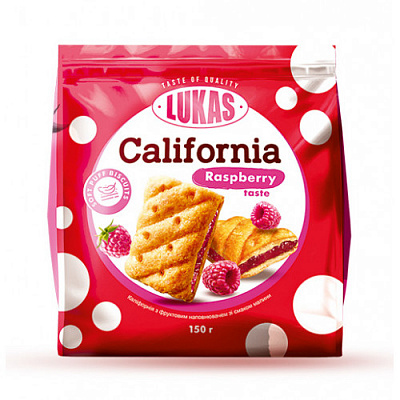 Печенье Лукас Калифорния слоеное с малиновым наполнителем 150 г 