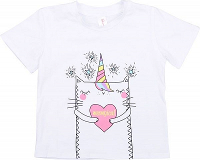 Футболка дитяча Роксана Котик №01/16908 р.98 білий із принтом