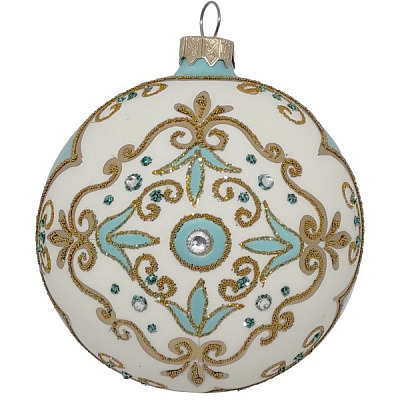 Шар новогодний 100 мм белый 10165