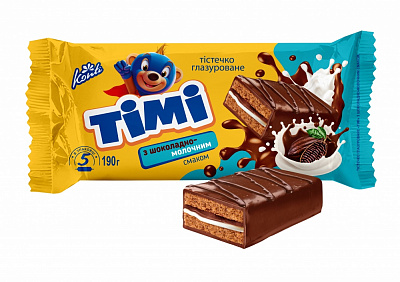 Пирожное глазированное с шоколадно-молочным вкусом Timi Konti м/у 5х38 г 190 г