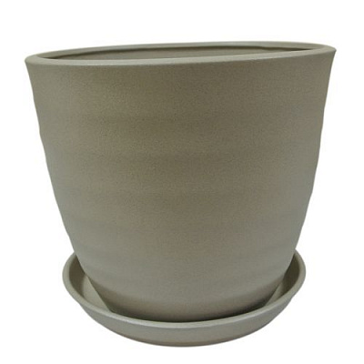 Горщик керамічний Оріана-Запоріжкераміка Обруч №1 крихта круглий 8,5л капучино