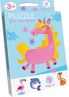 Пазли Danko Toys Puzzle для малюків Леопард, фламінго, дельфін, єдиноріг PFK-01