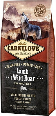 Корм Carnilove сухой для собак, ягненок и дикий кабан, 12 кг