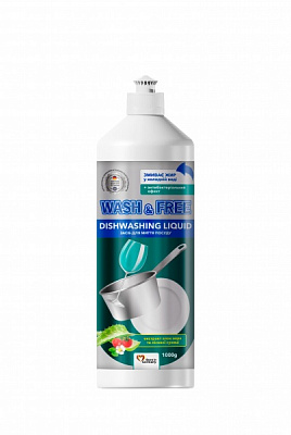 Жидкость для ручного мытья посуды Wash&Free Экстракт алоэ вера и клубники 1л