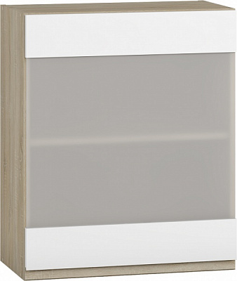 Шкаф верхний с витриной МС Джетта 60х72х31,7 см, белый бриллиант/дуб сонома Грейд