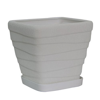 Горщик керамічний Оріана-Запоріжкераміка Хвиля №3 шовк квадратний 4,5 л білий (069-3-011)