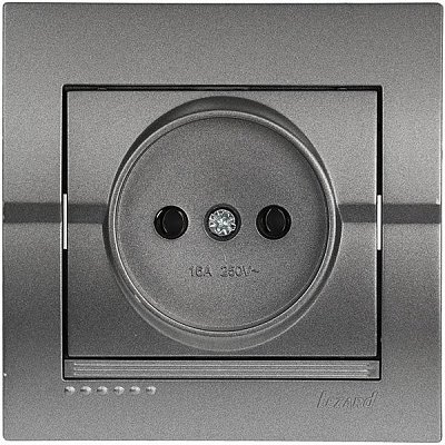 Розетка без заземления Lezard Deriy 16 А 250 В без шторок темно-серый металлик 702-2929-121B