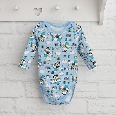 Боді дитяче для хлопчика Blanka Пілот р.80 блакитний 110124