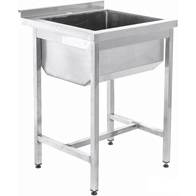 Мийка виробнича 1 секції з бортиком, без полиці Tehma 850x600x600 мм нержавіюча сталь