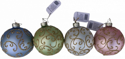 Шар стеклянный Angelo Domani с завитками d 80 мм в ассортименте EE18078-2