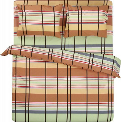 Комплект постельного белья Клетка 1,5 желтый Rigel 