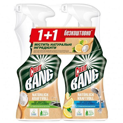 Набір Cillit Bang Naturals Bathroom + Naturals Degreaser Bogof 2x0,75 л
