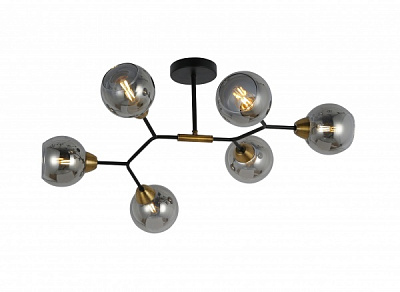 Люстра стельова WunderLicht 6x60 Вт E27 чорний із золотом OM8198-46