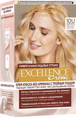 Фарба L'Oreal Paris Excellence Crème Universal Nudes 10U універсальний світло-світло русявий 192 мл