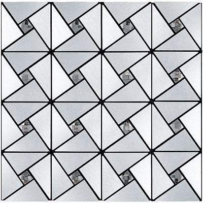 Плитка алюминиевая самоклеющаяся Sticker Wall серебряная со стразами 300х300х3 мм (1325)