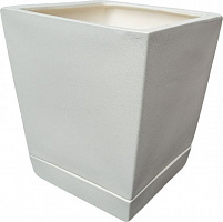 Горшок керамический Larsan с поддоном квадратный 4 л белый 