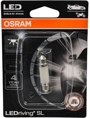 Автолампа світлодіодна Osram C5W 0.6W SV8.5-8 LEDriving SL C5W 0,6 Вт 1 шт.(OS 6413 DWP-01B)