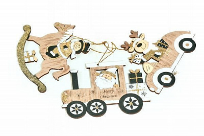 Набір підвісок № 10 Сніговик на коні / Дід мороз на потязі / Олень на машині 11,5 см 696