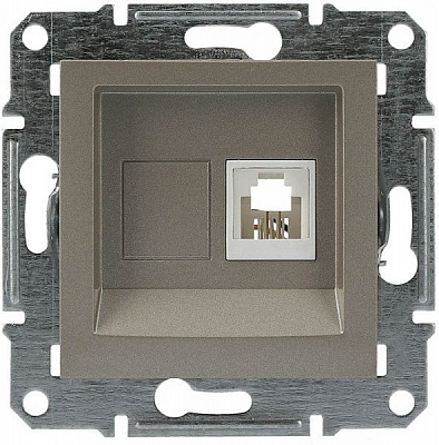 Розетка телефонна Schneider Electric Asfora 4 pin бронзовий