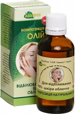 Масло натуральное Адверсо Для відбілювання шкіри обличчя 55 мл 