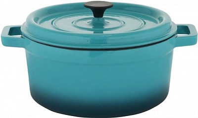 Кастрюля с крышкой Sorrel 6,2 л 28 см чугун голубая 127692 Testrut