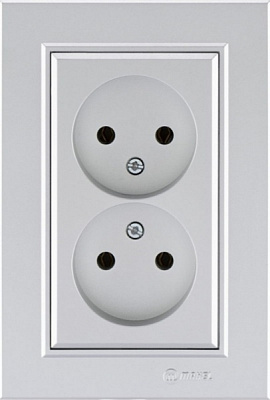 Розетка подвійна подвійна без заземлення Makel Karea IP20 срібло 56065017