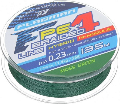 Шнур Flagman PE Hybrid F4 MossGreen 135м 0,23мм 11,4кг