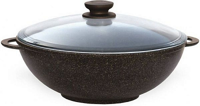 Сковорода WOK із кришкою з антипригарним покриттям 30 см Граніт Браун 30033РС Biol