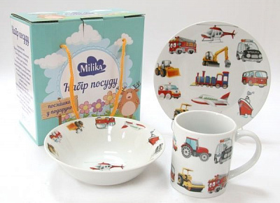 Набор детской посуды Motor Land 3 предмета M0690-6 Milika