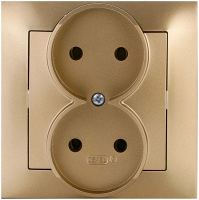 Розетка подвійна із заземленням Ospel Impresja 16 А 250 В без шторок золотий