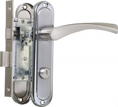 Замок врезной с ручками Bruno 1251 BRN WC 62 мм матовый никель