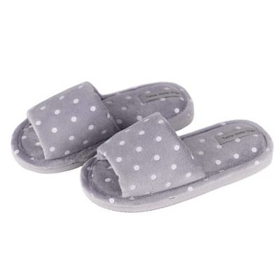 Тапочки для девочек Twins HS-VL велюровые в горошек р.32/33 серый 7198 