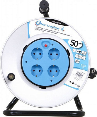 Удлинитель на катушке Electraline с заземлением 4 гн. черный 50 м 49048