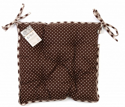 Подушка на стул Lucy 40х40 см коричневый горошек с кружевом La Nuit