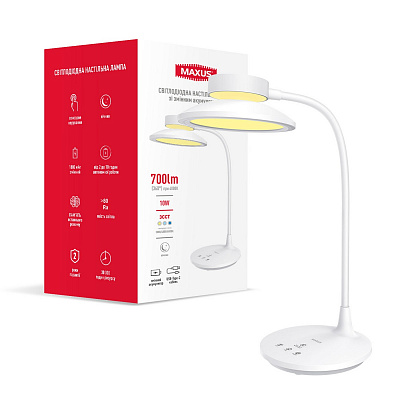 Настольная лампа аккумуляторная Maxus 10 Вт белый 1-MDL-10W-NLW