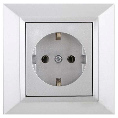 Розетка с заземлением UP! (Underprice) Vesta серебряный