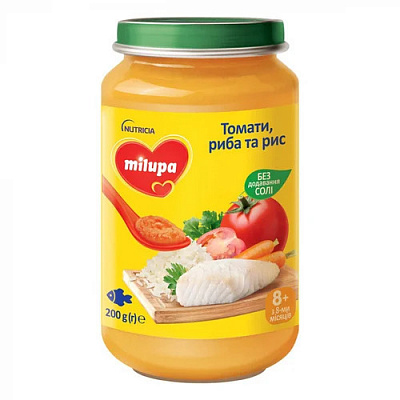 Пюре Milupa Томати, риба та рис 200 г