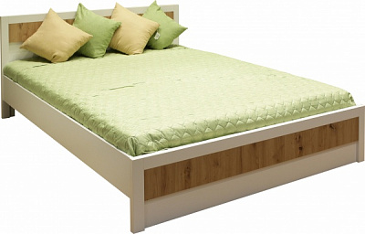 Кровать 1,6 Риєка NEW КР-16 деп/б (без ламелей) 160x200 см белый/дуб эвок прибрежный 