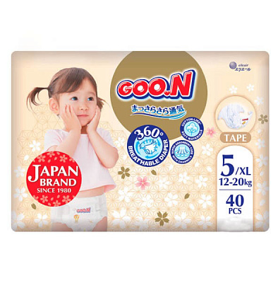 Підгузки Goo.N Premium Soft для дітей XL 12-20 кг 40 шт.