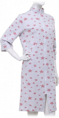 Халат жіночий Flis clothes Зірочка р. S рожевий із сірим