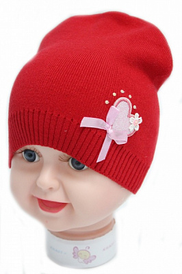 Шапочка детская для девочек Kraft+ F1494 р.46-48 красный 1416 