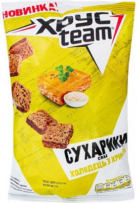 Сухарики ХрусTeam хрустящие со вкусом холодца с хреном 60 г